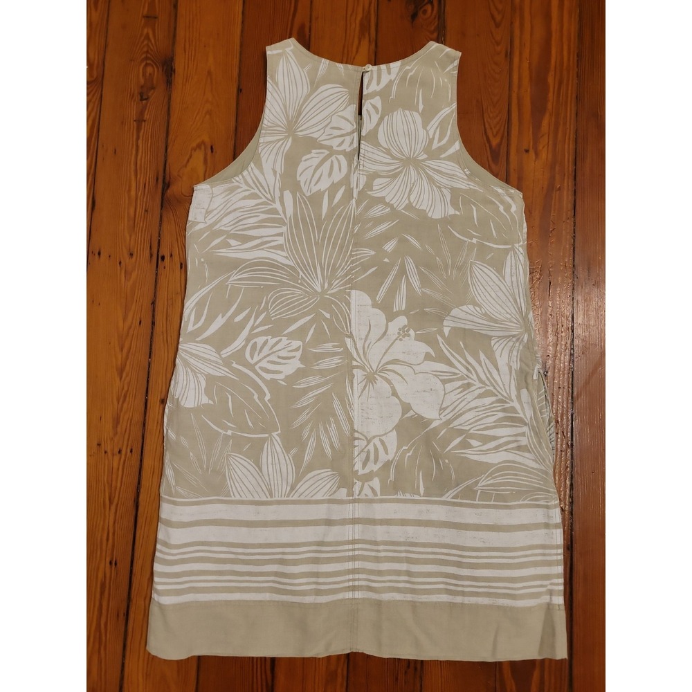 Tommy Bahama Linen Cotton Mini Dress Womens L Tropical Vacation Floral Cream - Picture 6 of 8